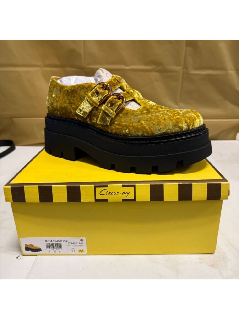 Circus Ny Women's Bryce T-Strap Platform Loafers Yellow Size 11 NEW - Picture 2 of 6